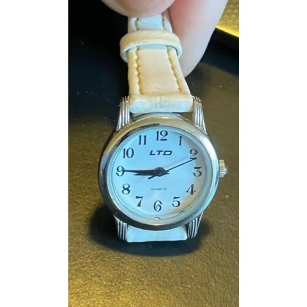 Women's Silver Tone LTD Quartz Watch, White Band, New Battery